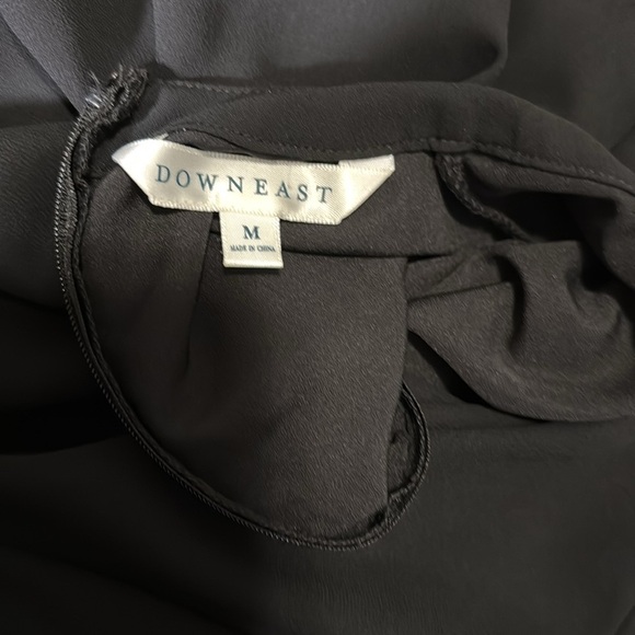 Black Pleated Dress‎ Downeaster women’s size medium  3/4 ruffle sleeves - Picture 7 of 10